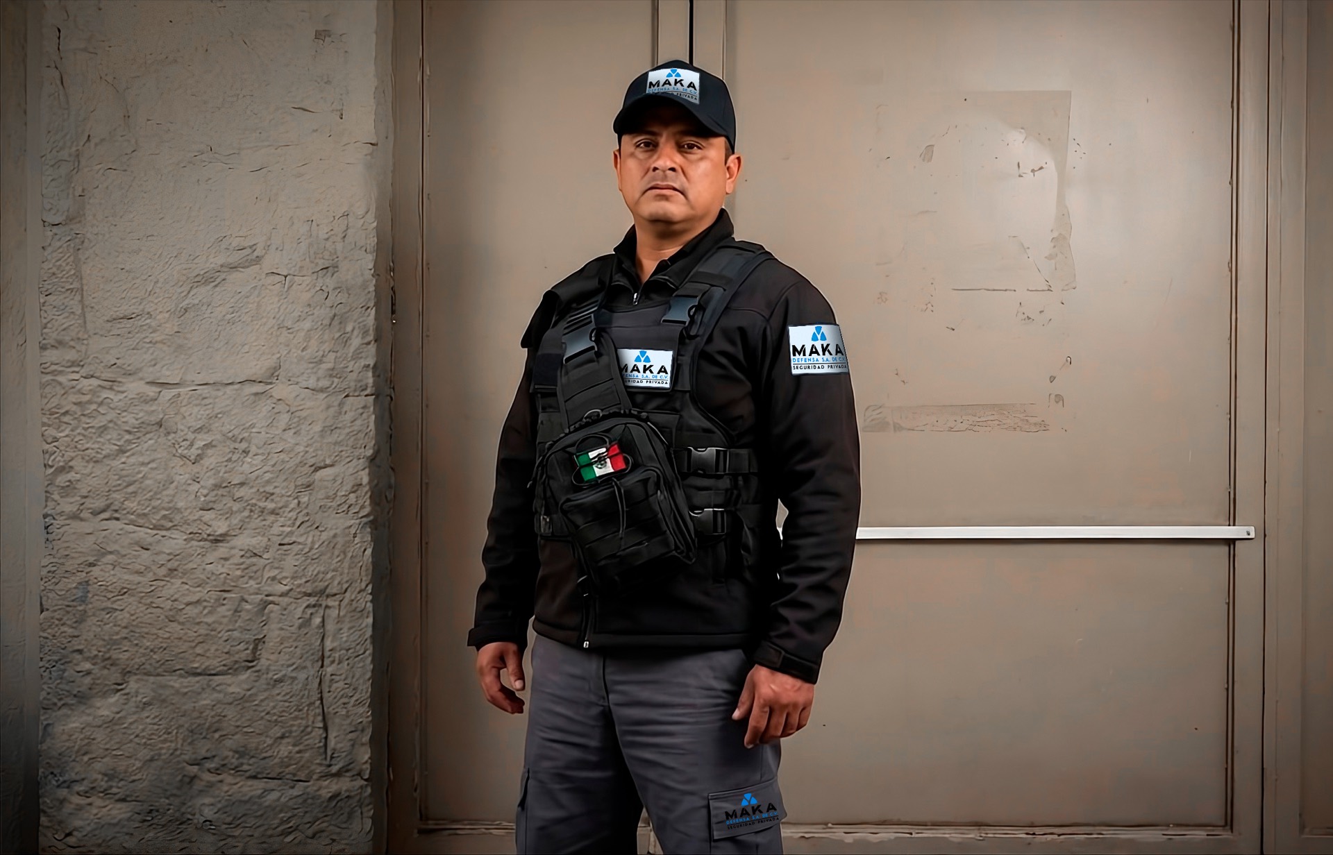 Elemento de seguridad con equipo táctico MAKA